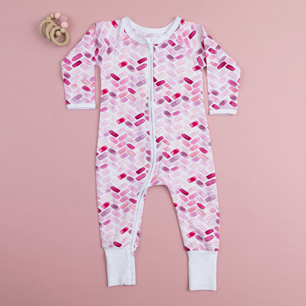 Pink Herringbone